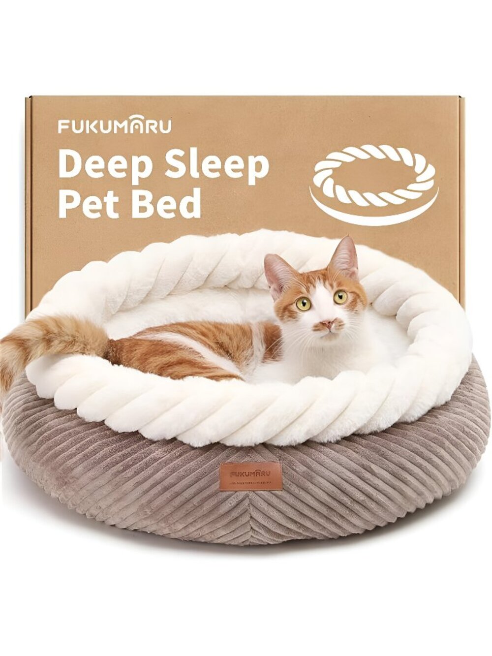 Calming Donut Cat Beds, Plush Faux Fur & Corduroy Beds